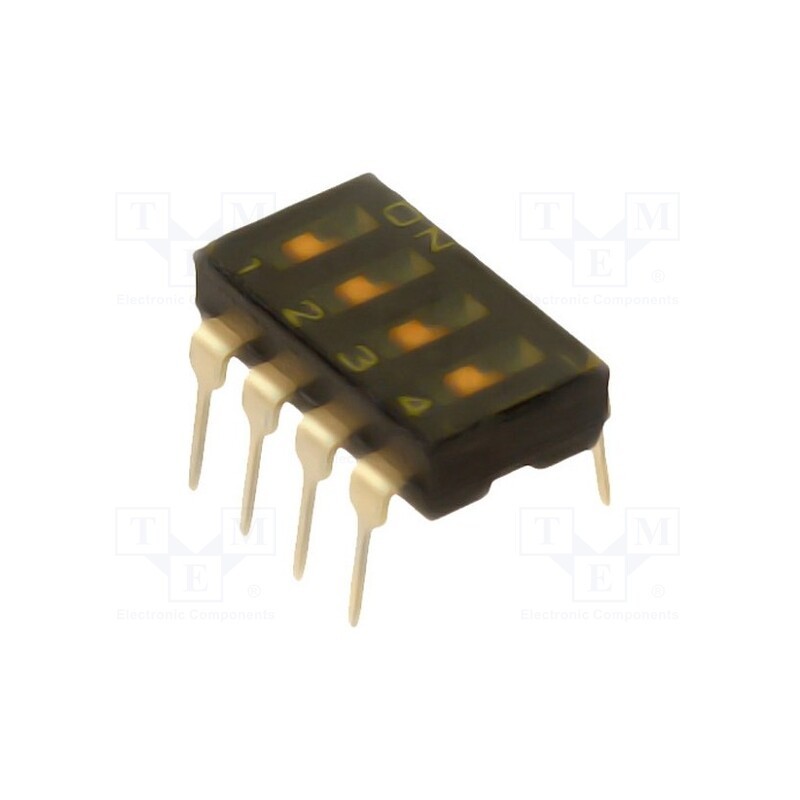 10 pcs : A6T-4102 - Switch: DIP-SWITCH, Poles number: 4, ON-OFF, 0.025A/24VDC, Pos: 2