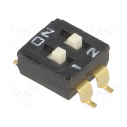 10 pcs : A6S-2104-H - Switch: DIP-SWITCH, Poles number: 2, ON-OFF, 0.025A/24VDC, Pos: 2
