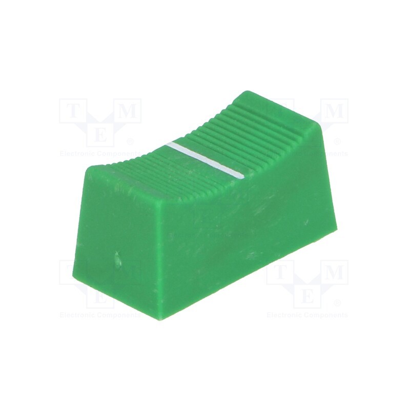 10 pcs : CS1 TYPE A GREEN - Knob: slider, green, 23x11x11mm, Width shaft 4mm, plastic