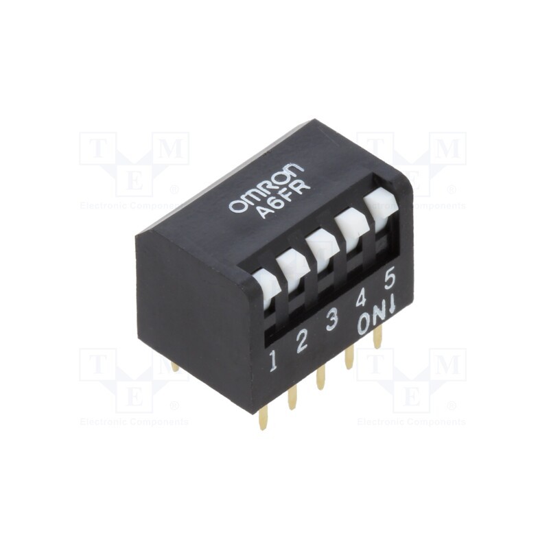 10 pcs : A6FR-5101 - Switch: DIP-SWITCH, Poles number: 5, ON-OFF, 0.025A/24VDC, Pos: 2