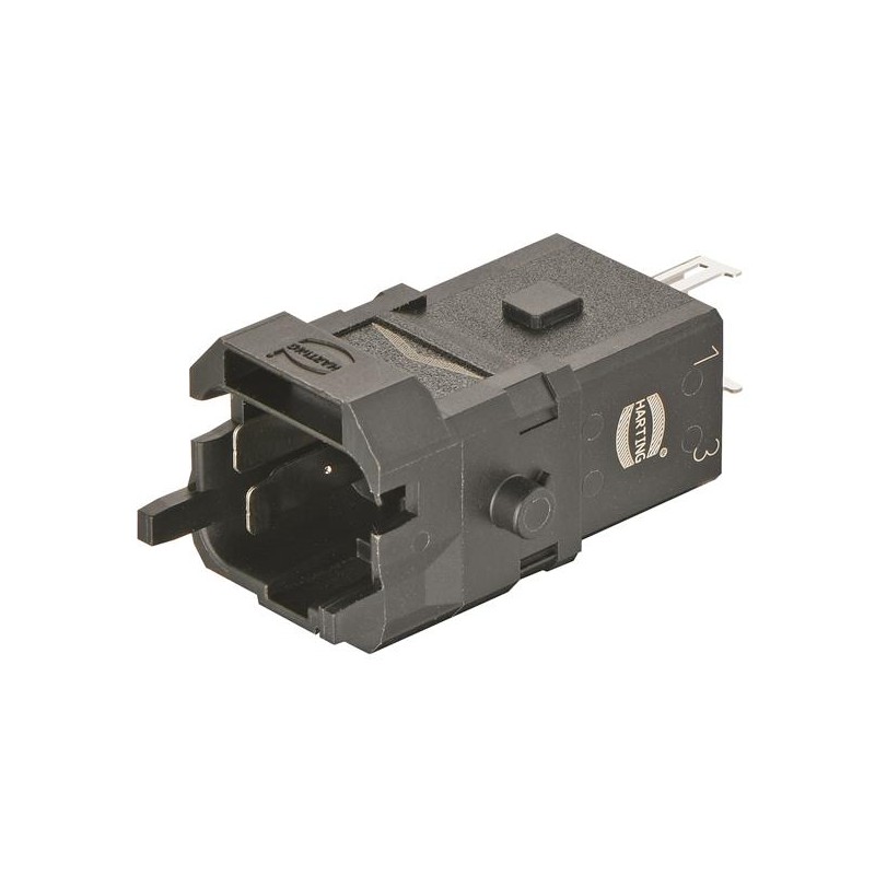 1 pcs - HARTING Heavy Duty Power Connector Insert, 10A, Male, Han 1A Series, 3 Contacts