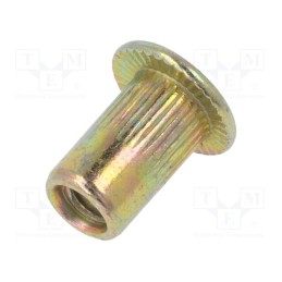 10 pcg : YT-36470 - Rivet nuts, M3, steel, Ømount.hole: 4.9mm, L: 9mm, Head: flat, 20pcs.