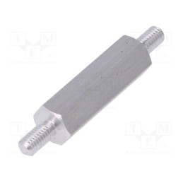 50 pcs : 435X20 - Screwed spacer sleeve, 20mm, Ext.thread: M3, hexagonal, aluminium