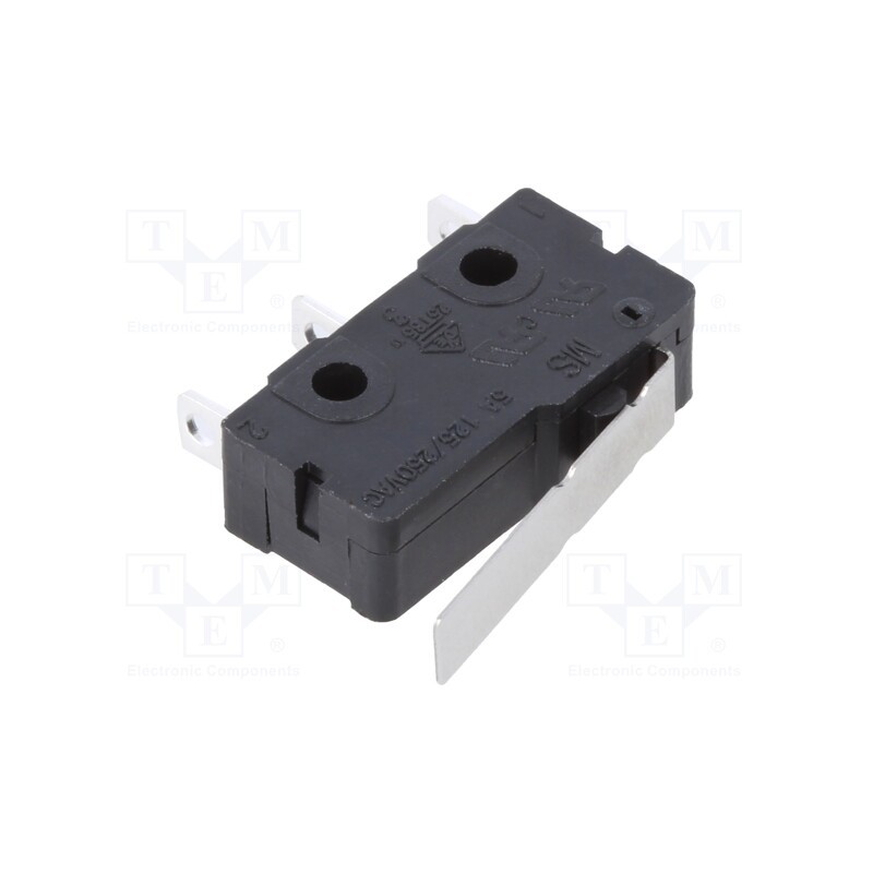 10 pcs : MS0850502F020S1A - Microswitch SNAP ACTION, 5A/250VAC, with lever, SPDT, ON-(ON)