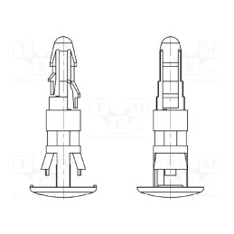 50 pcs : 8GG01V42579 - Assembly stud, polyamide 66, L: 20mm, latch/latch, black, UL94V-2