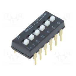 10 pcs : 1825360-4 - Switch: DIP-SWITCH, Poles number: 6, ON-OFF, 0.1A/24VDC, Pos: 2