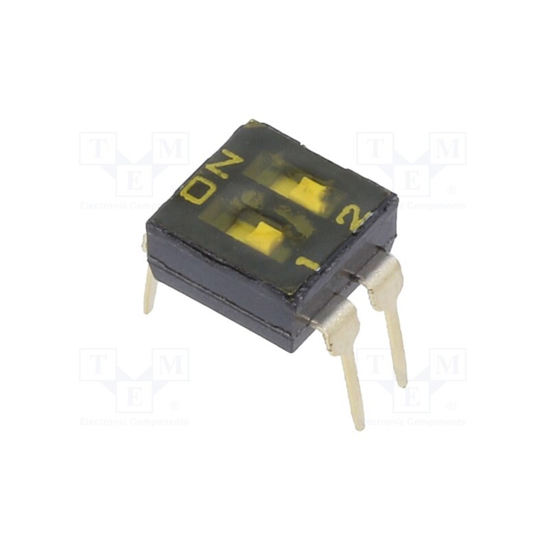 10 pcs : DBS 1002 - Switch: DIP-SWITCH, OFF-ON, 0.025A/24VDC, Pos: 2, -40÷85°C, PCB,THT