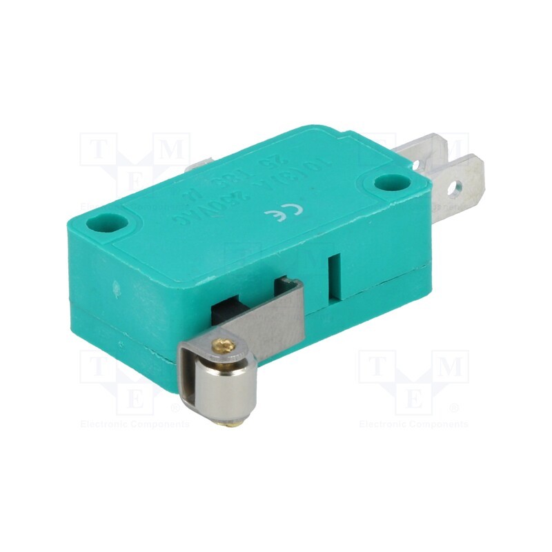 10 pcs : - Microswitch SNAP ACTION, 10A/250VAC, with lever (with roller)