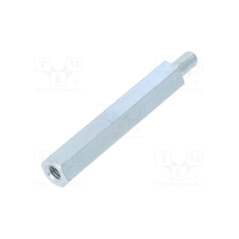 50 pcs : 226X40 - Screwed spacer sleeve, 40mm, Int.thread: M4, Ext.thread: M4, steel