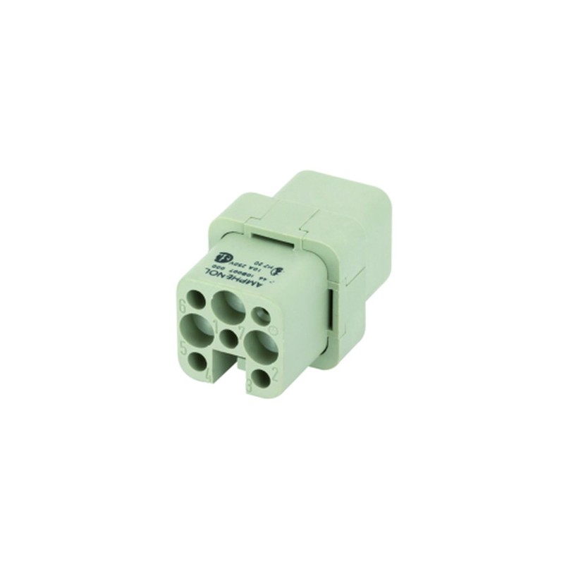 1 pcs - Amphenol Industrial Heavy Duty Power Connector Insert, 16A, Female, Heavy Mate C146 Series, 7 Contacts