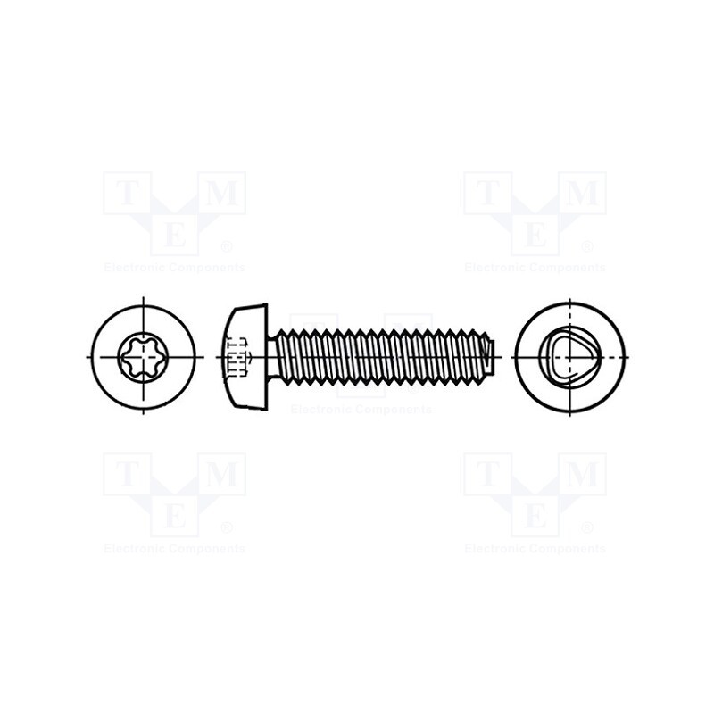 500 pcs : 3646185 - Screw, for metal, 3x4, Head: cheese head, Torx®, TX10, steel, zinc