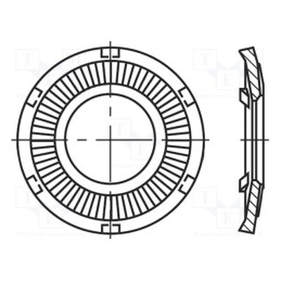 500 pcs : 3353160 - Washer, round,externally serrated, M3, D6mm, spring steel