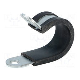 10 pcs : 61825382 - Fixing clamp, ØBundle : 21mm, W: 15mm, steel, Ømount.hole: 6.4mm