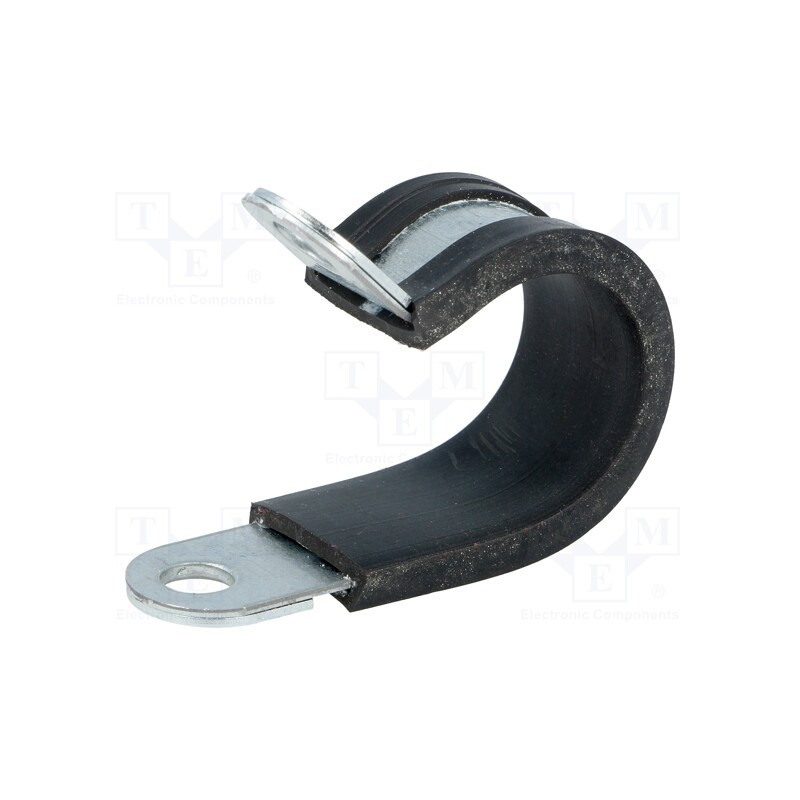 10 pcs : 61825382 - Fixing clamp, ØBundle : 21mm, W: 15mm, steel, Ømount.hole: 6.4mm