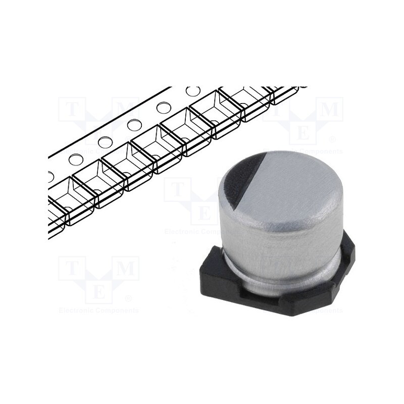 20 pcs : RC1V227M10010VR - Capacitor: electrolytic, SMD, 220uF, 35VDC, Ø10x10mm, ±20%, 1000h