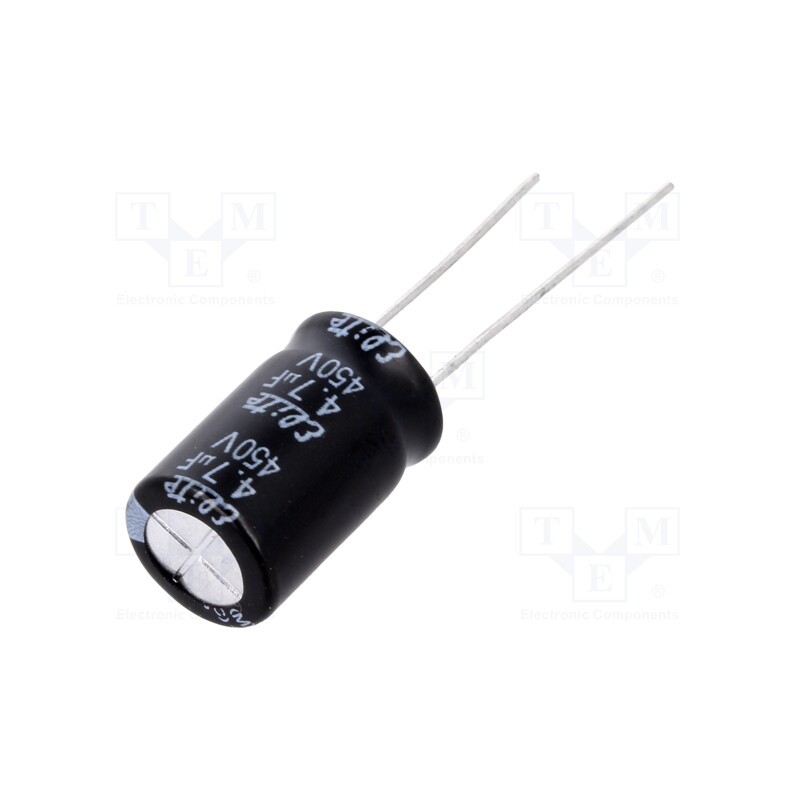 20 pcs : PF2W4R7MNN1016 - Capacitor: electrolytic, THT, 4.7uF, 450VDC, Ø10x16mm, Pitch: 5mm