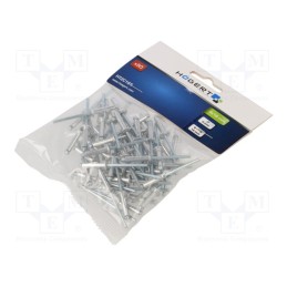 10 pcg : HT2C165 - Rivet, aluminium, Rivet diam: 4mm, L.rivet: 16mm, 50pcs.