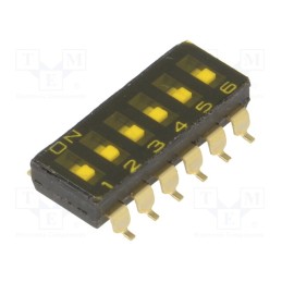 10 pcs : A6S-6102-H - Switch: DIP-SWITCH, Poles number: 6, ON-OFF, 0.025A/24VDC, Pos: 2