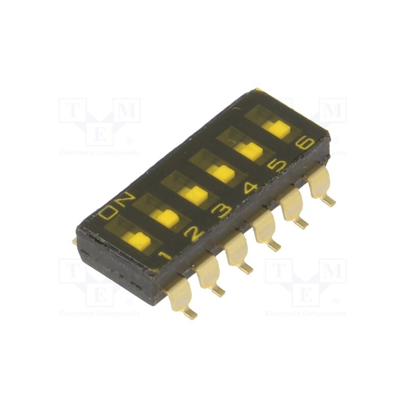 10 pcs : A6S-6102-H - Switch: DIP-SWITCH, Poles number: 6, ON-OFF, 0.025A/24VDC, Pos: 2