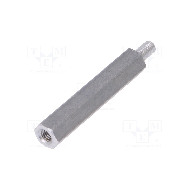 50 pcs : 234X30 - Screwed spacer sleeve, 30mm, Int.thread: M3, Ext.thread: M3