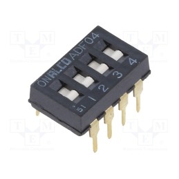 10 pcs : 1825002-5 - Switch: DIP-SWITCH, Poles number: 4, OFF-ON, -0.025A/24VDC, Pos: 2