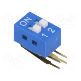 10 pcs : - Switch: DIP-SWITCH, Poles number: 2, ON-OFF, 0.05A/12VDC, Pos: 2