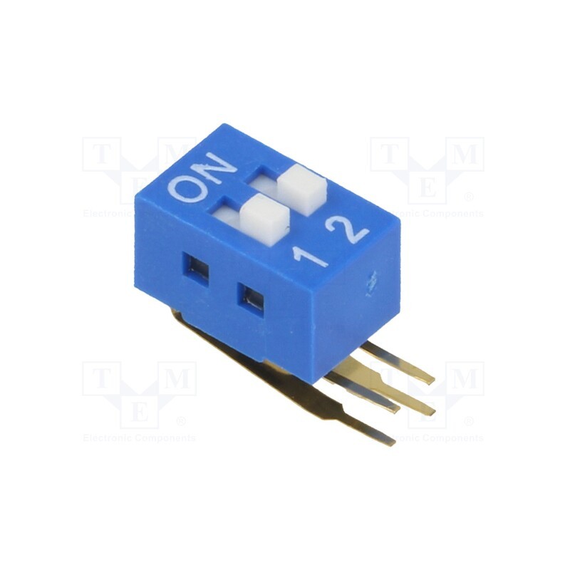 10 pcs : - Switch: DIP-SWITCH, Poles number: 2, ON-OFF, 0.05A/12VDC, Pos: 2