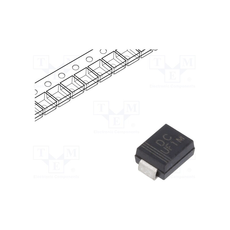 50 pcs : UF1M - Diode: rectifying, SMD, 1kV, 1A, 75ns, SMB, Ufmax: 1.7V, Ifsm: 25A