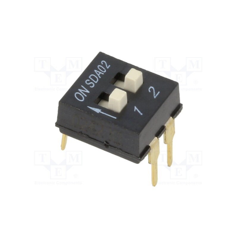 10 pcs : SDA02H1BD - Switch: DIP-SWITCH, Poles number: 2, ON-OFF, 0.025A/24VDC, Pos: 2