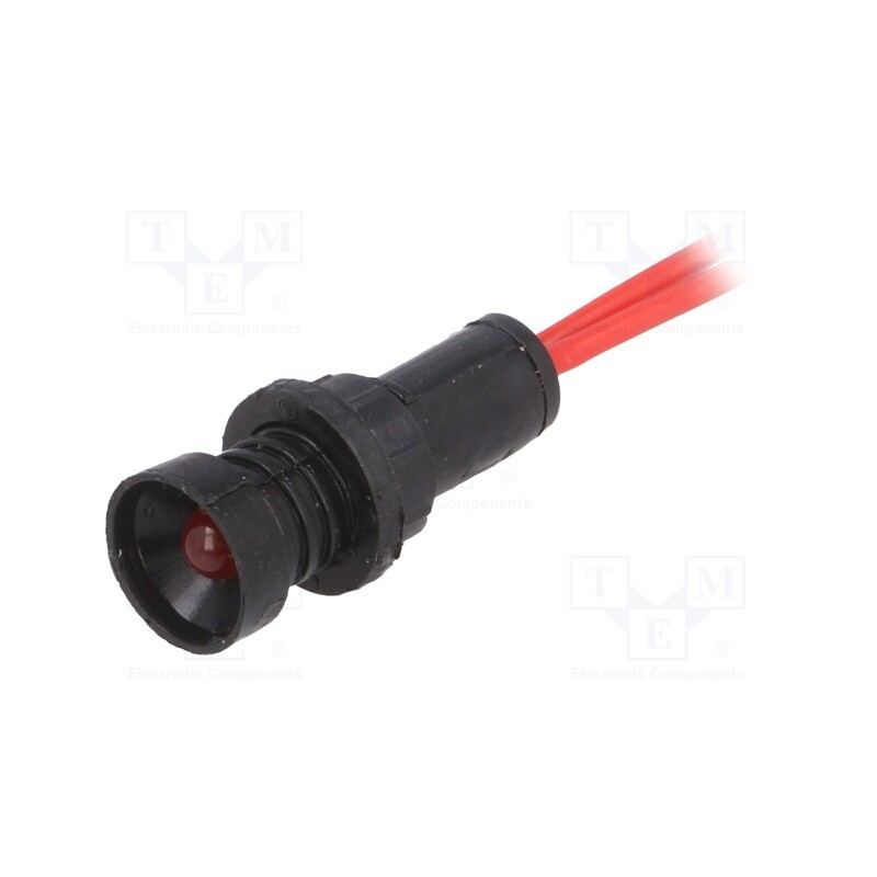 10 pcs : LKM220-R - Indicator: LED, recessed, red, 230VAC, Ø10mm, IP20, leads 300mm