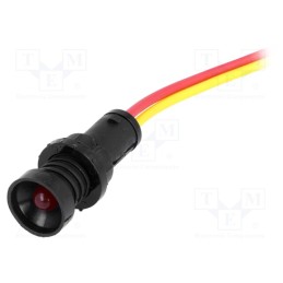 10 pcs : LKM12-24-R - Indicator: LED, recessed, red, 12÷24VDC, 12÷24VAC, Ø10mm, IP20