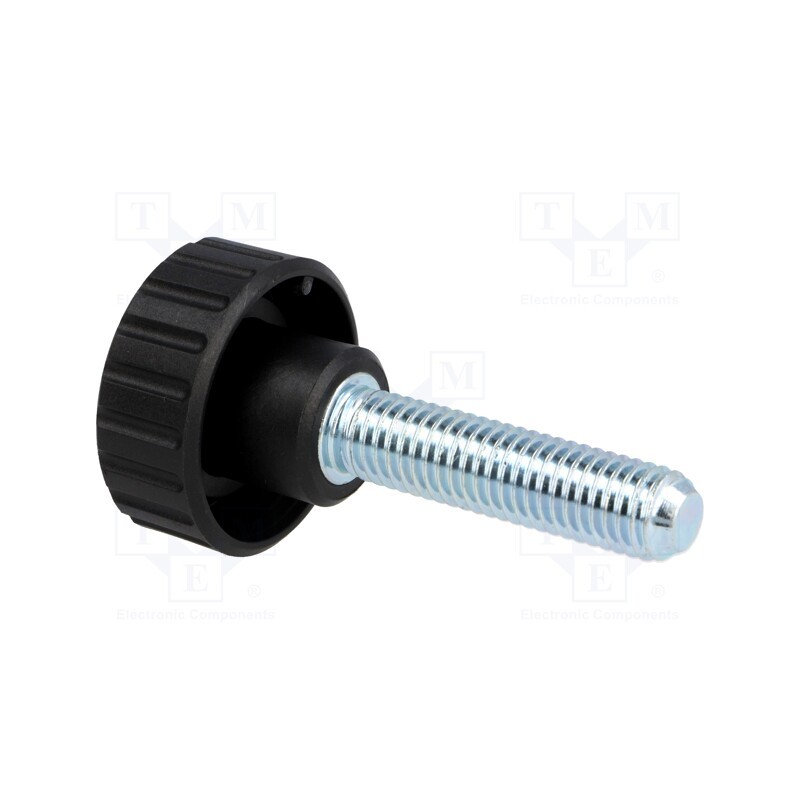 10 pcs : 6768 - Knob, Ø: 32mm, Ext.thread: M10, 40mm, H: 22mm, polyamide, knurled