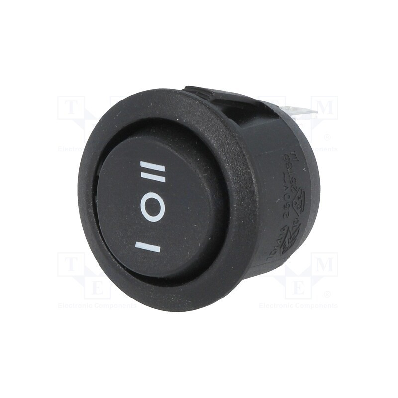 10 pcs : R13-112I-BB-7D - ROCKER, SP3T, Pos: 3, (ON)-OFF-(ON), 10A/250VAC, black, none, 50mΩ