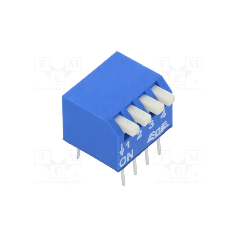 10 pcs : EPS104AZ - Switch: DIP-SWITCH, Poles number: 4, OFF-ON, 0.025A/24VDC, Pos: 2