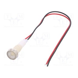 10 pcs : IND10P-110W-W - Indicator: LED, flat, white, 110VDC, 110VAC, Ø10mm, leads 200mm