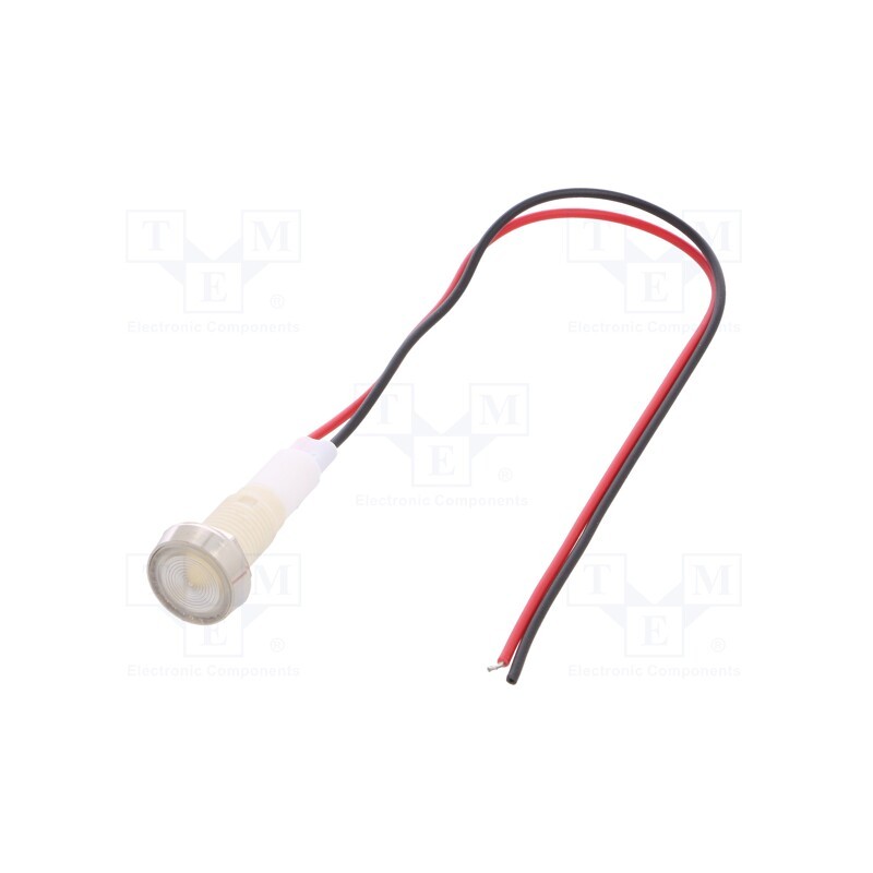 10 pcs : IND10P-110W-W - Indicator: LED, flat, white, 110VDC, 110VAC, Ø10mm, leads 200mm