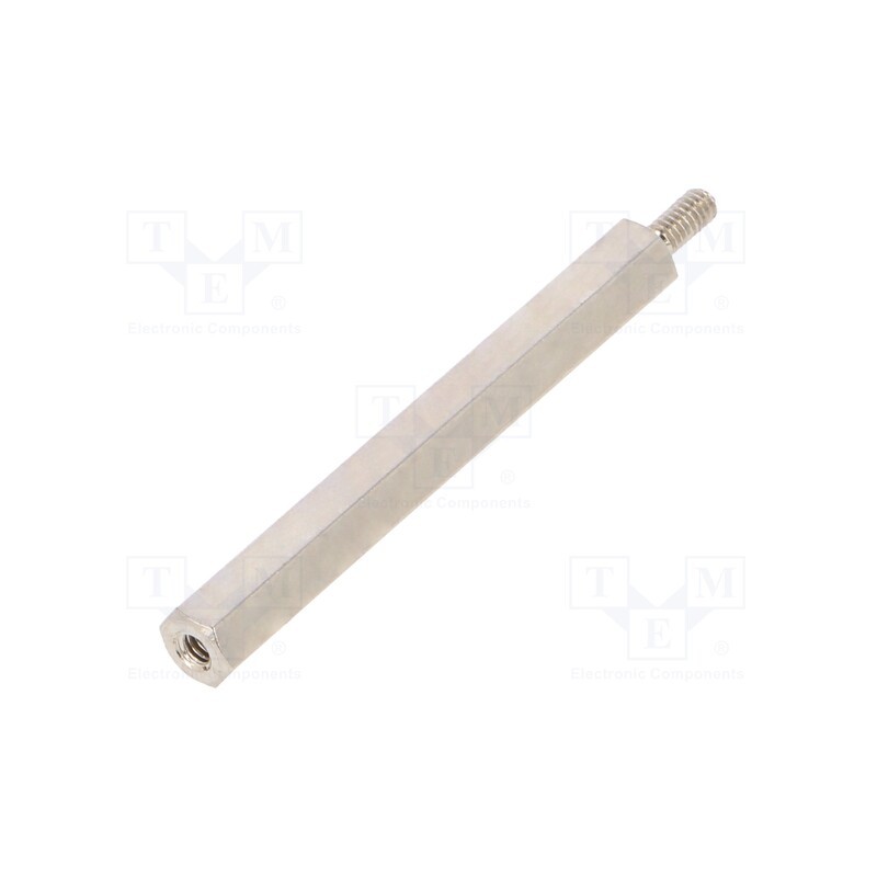 50 pcs : 211X35 - Screwed spacer sleeve, 35mm, Int.thread: M2, Ext.thread: M2, brass