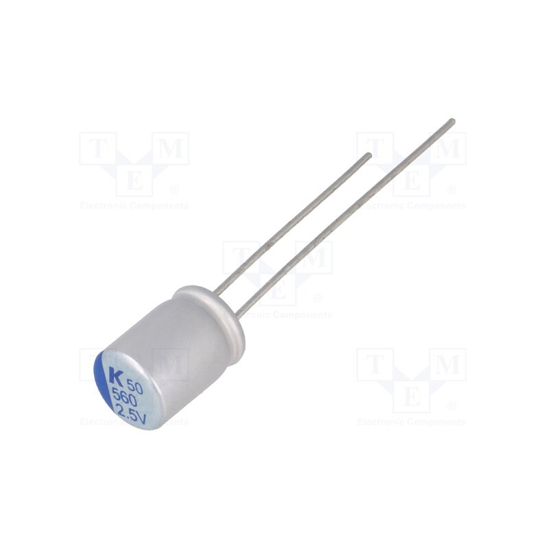 10 pcs : A750EK567M0EAAE020 - Capacitor: polymer, low ESR, 560uF, 2.5VDC, ESR: 20mΩ, THT, ±20%