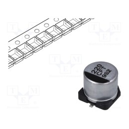10 pcs : EEEFT1C221AP - Capacitor: electrolytic, low ESR, SMD, 220uF, 16VDC, Ø6.3x5.8mm