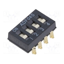 10 pcs : 1-1825059-3 - Switch: DIP-SWITCH, Poles number: 4, ON-OFF, -0.025A/24VDC, Pos: 2