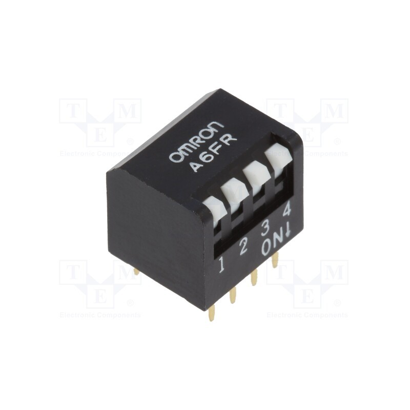 10 pcs : A6FR4101 - Switch: DIP-SWITCH, Poles number: 4, ON-OFF, 0.025A/24VDC, Pos: 2