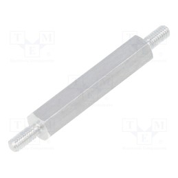 50 pcs : 432X25 - Screwed spacer sleeve, 25mm, Ext.thread: M2,5, hexagonal
