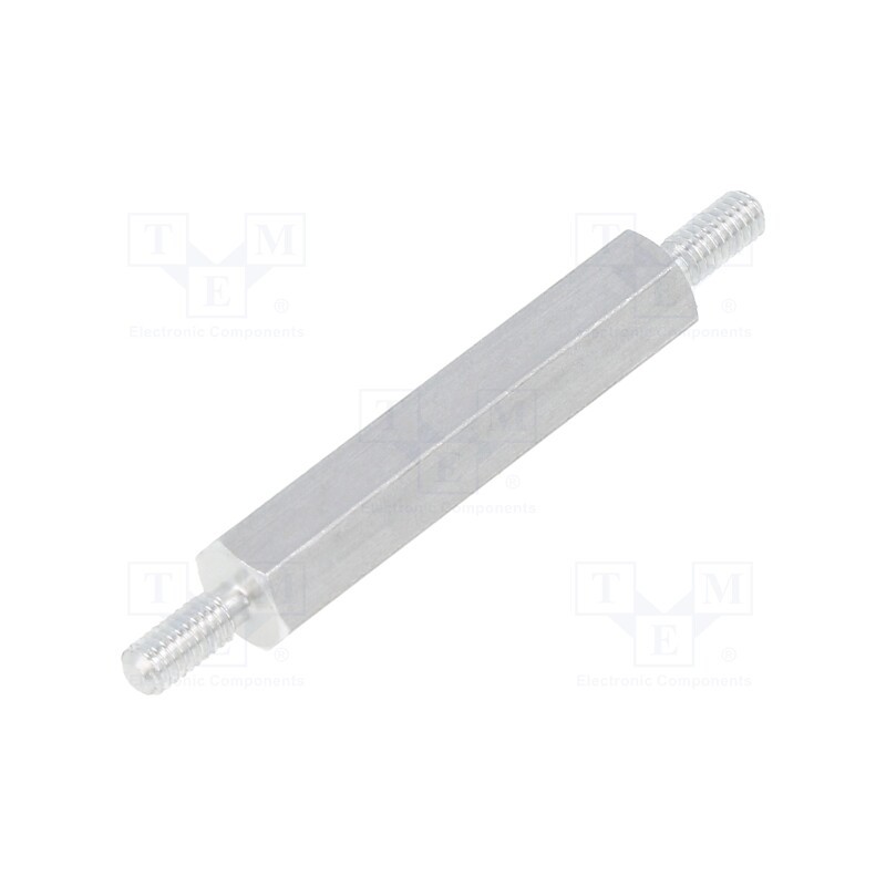 50 pcs : 432X25 - Screwed spacer sleeve, 25mm, Ext.thread: M2,5, hexagonal