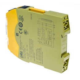 1 pcs - Pilz Dual-Channel Emergency Stop, Light Beam/Curtain, Safety Switch/Interlock Safety Relay, 24V dc, 2 Safety Contacts