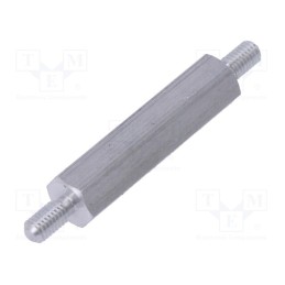 50 pcs : 435X25 - Screwed spacer sleeve, 25mm, Ext.thread: M3, hexagonal, aluminium