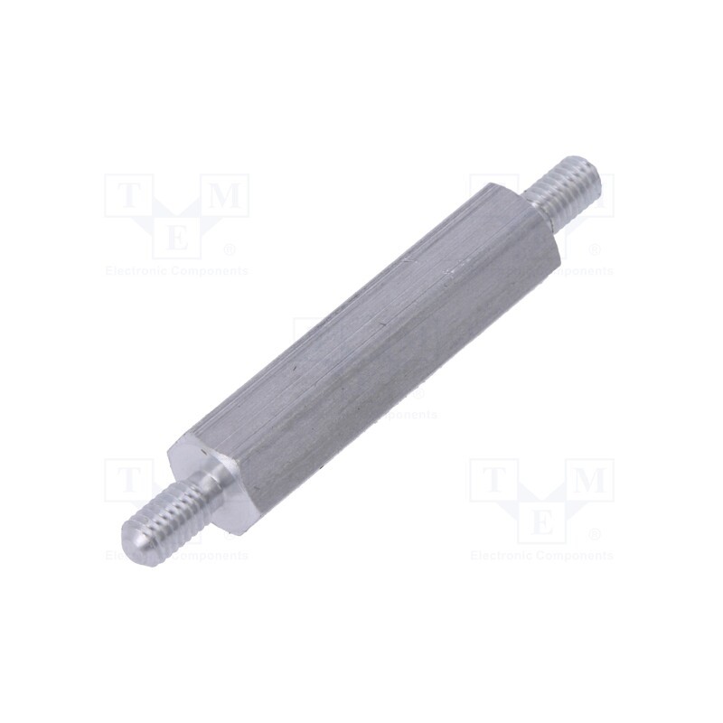 50 pcs : 435X25 - Screwed spacer sleeve, 25mm, Ext.thread: M3, hexagonal, aluminium