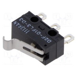 10 pcs : D2F01FL3D3 - Microswitch SNAP ACTION, with lever with roller simulation