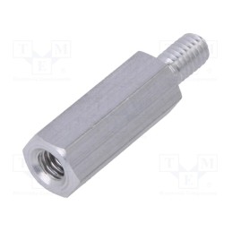 50 pcs : 236X18 - Screwed spacer sleeve, 18mm, Int.thread: M4, Ext.thread: M4