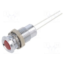 10 pcs : 19010003 - Indicator: LED, flat, red, 2VDC, Ø8mm, 2pin, metal
