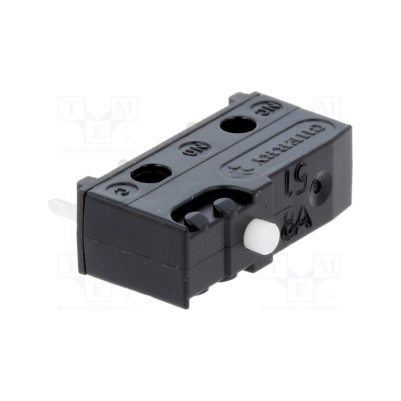 10 pcs : DB1C-C1AA - Microswitch SNAP ACTION, 6A/250VAC, 0.1A/80VDC, without lever